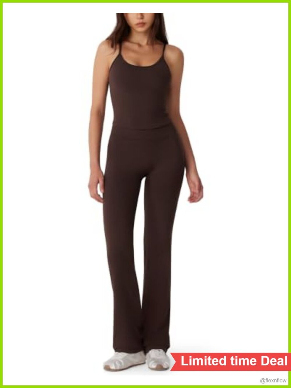 MOOSLOVER Women 2 Piece Workout Set Racerback Tank Top & Flare Leggings